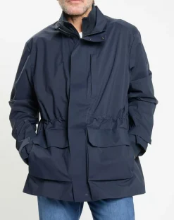 Homme Hackett London Parka imperméable Technique Vélo bleu marine
