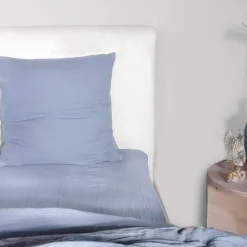 Home Collection Parure de Couette 3 pcs 100% Gaze de Coton Lavé bleu givrée