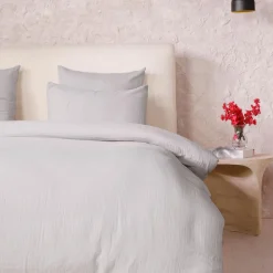 Discount Ateliers du Linge Parure de Couette 3 pcs 100% Gaze de Coton Lavé gris glacier