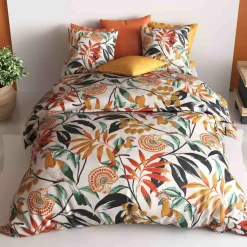 New Atelier du Coton Parure de housse de couette Ninon orange