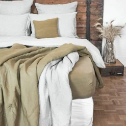 Bed and Philosophy Parure de lit en lin lavé 1 place jaune 140x200 cm