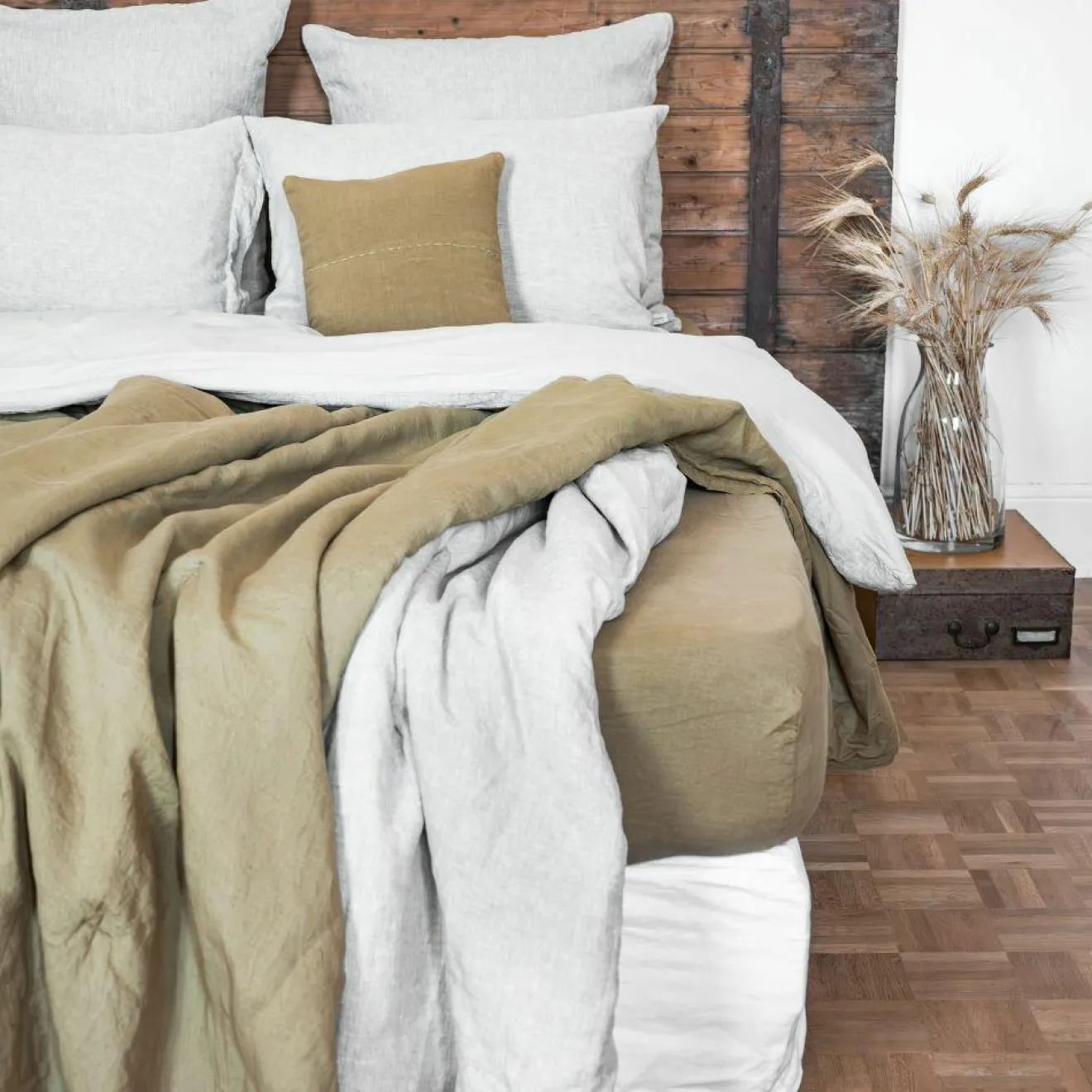 Bed and Philosophy Parure de lit en lin lavé 1 place jaune 140x200 cm