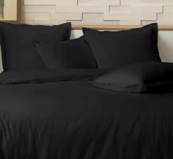 Best Home Collection Parure housse de couette 100% Percale de Coton noire