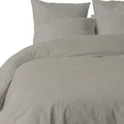 Sale Blanc Passion Parure housse de couette unie grège