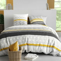 Atelier du Coton Parure Housse de Couette 3pcs 100% Coton 57fils spira