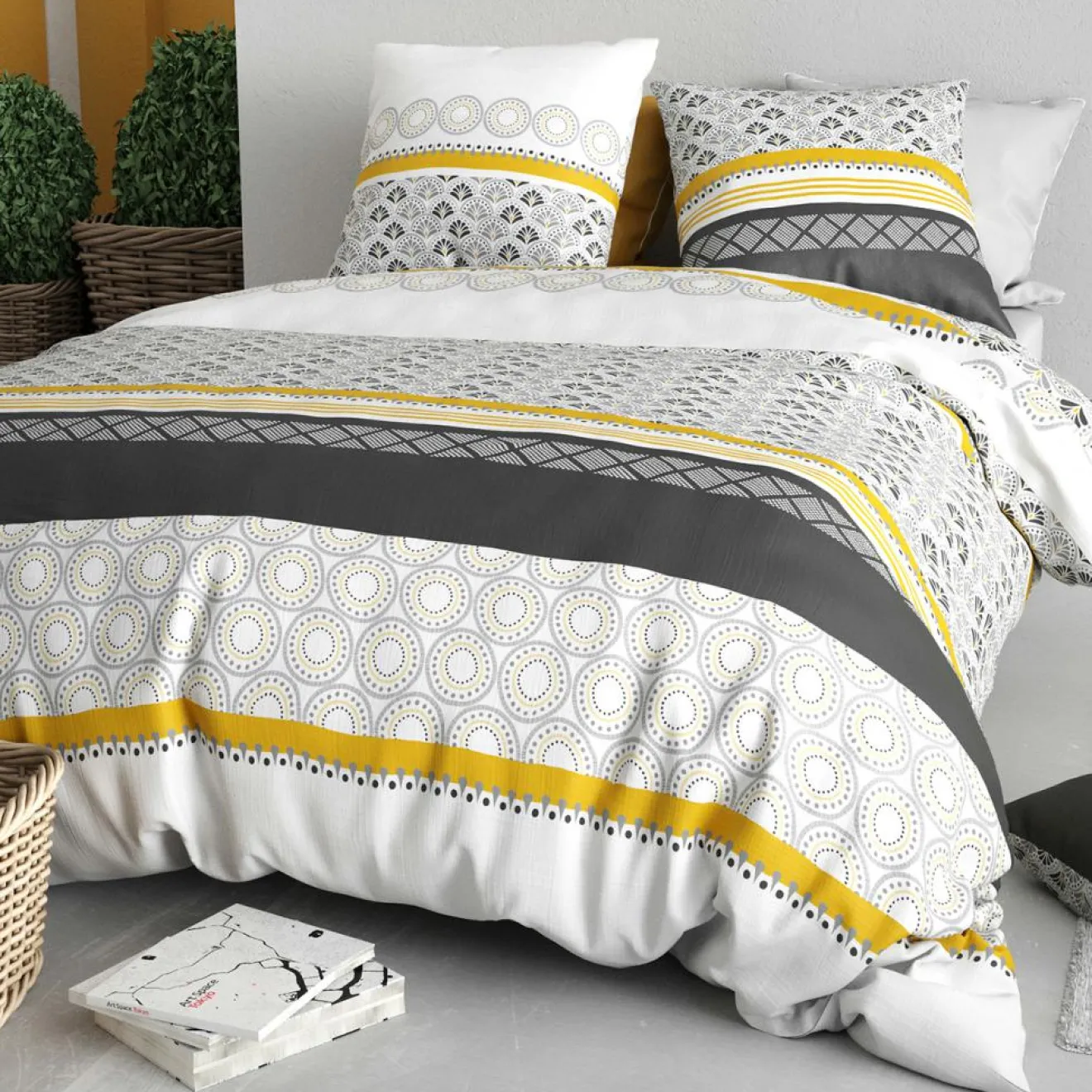 Atelier du Coton Parure Housse de Couette 3pcs 100% Coton 57fils spira