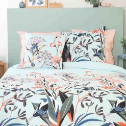 My Home Collection Parure housse de couette Satin de Coton bio Paya bleue