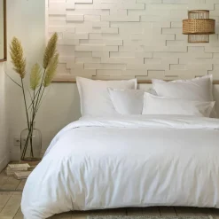 New Home Collection Parure housse de couette 100% Percale de Coton blanche