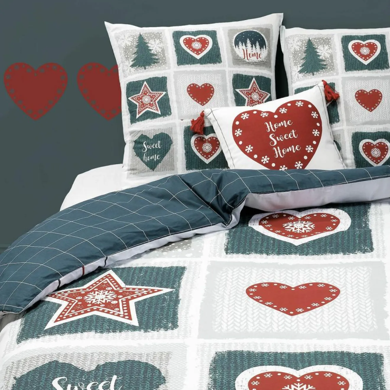 Baton Rouge Parure Housse de Couette Home Sweet Home multicolore