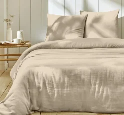 Home Collection Parure housse de couette 100% Gaze de Coton lin