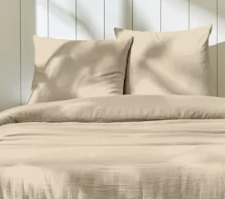 Home Collection Parure housse de couette 100% Gaze de Coton lin