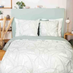 Home Collection Parure housse de couette Lin & coton Pampelune blanche