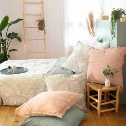 Home Collection Parure housse de couette Lin & coton Pampelune blanche