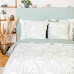 Home Collection Parure housse de couette Lin & coton Pampelune blanche