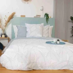Home Collection Parure housse de couette Lin & coton Pampelune blanche