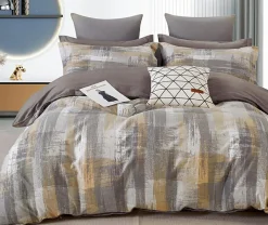 New Home Collection Parure housse de couette 100% Percale de Coton grise