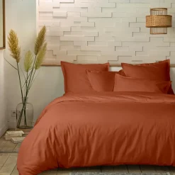 Baton Rouge Parure housse de couette en percale de coton - terracota