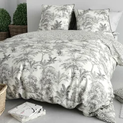 Home Collection Parure housse de couette Fauve blanche