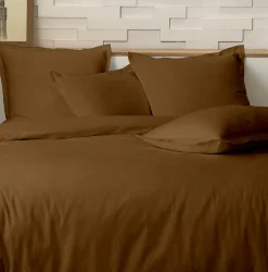 Sale Home Collection Parure housse de couette 100% Percale de Coton ocre