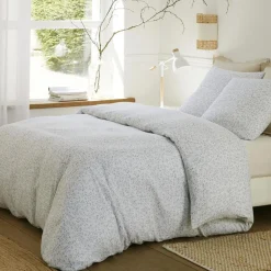 Sale Baton Rouge Parure Housse de Couette 100% Gaze de Coton Imprimé Murmure blanche