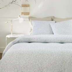 Sale Baton Rouge Parure Housse de Couette 100% Gaze de Coton Imprimé Murmure blanche