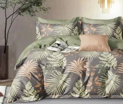 Home Collection Parure housse de couette 100% Percale de Coton verte