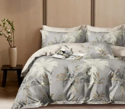 Home Collection Parure housse de couette 100% Percale de Coton grise