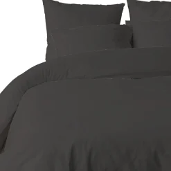 Blanc Passion Parure housse de couette unie gris foncé