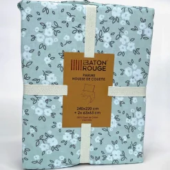 New Baton Rouge Parure Housse de Couette 100% Gaze de Coton Imprimé Edana grise