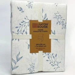 Hot Baton Rouge Parure Housse de Couette 100% Gaze de Coton Imprimé Liveo blanche