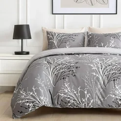 Discount Home Collection Parure housse de couette en Coton grise