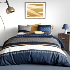 Clearance My Home Collection Parure housse de couette Kalypso bleue