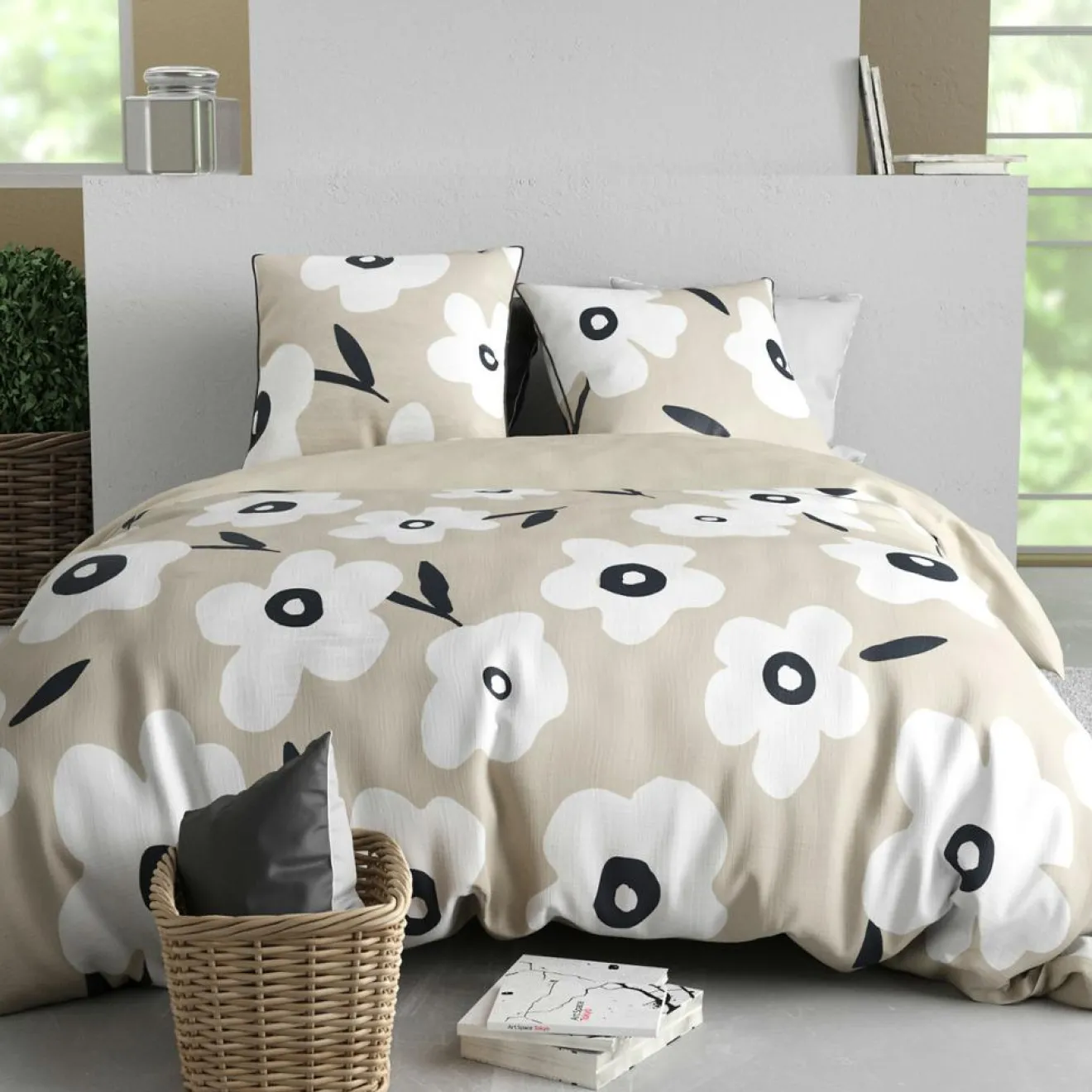 Best Home Collection Parure housse de couette Lena beige - 240x220 cm