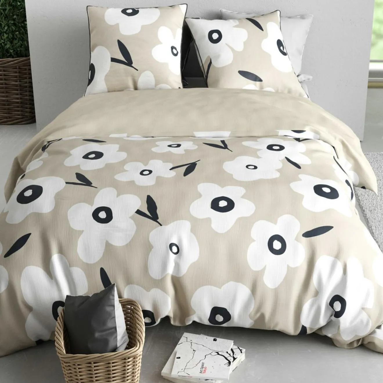 Best Home Collection Parure housse de couette Lena beige - 240x220 cm