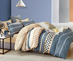 New Home Collection Parure housse de couette 100% Percale de Coton bleue