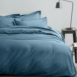 Hot Home Collection Parure housse de couette 100% Satin de Coton bleue