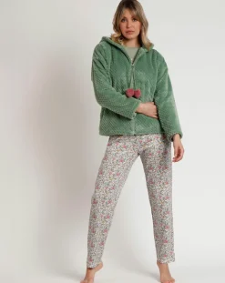 Femme Admas Peignoir Art is Life Mod B vert feuille