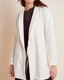 Femme Le Chat Peignoir en Velours Paola écru