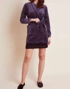 Hot Le Chat Peignoir en Velours Paola marine