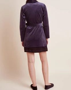 Hot Le Chat Peignoir en Velours Paola marine