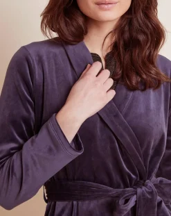 Hot Le Chat Peignoir en Velours Paola marine