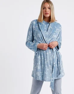 Femme Admas Peignoir Garden bleu/blanc