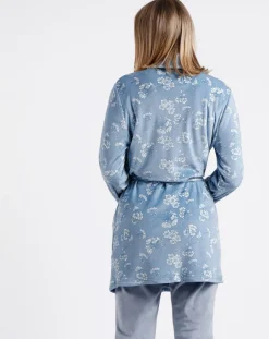 Femme Admas Peignoir Garden bleu/blanc