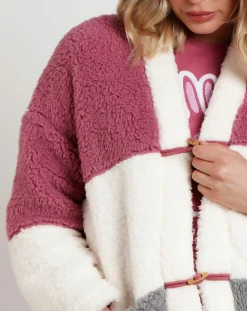 Femme Admas Peignoir rayé Bunnies on the Moon D rose ancien