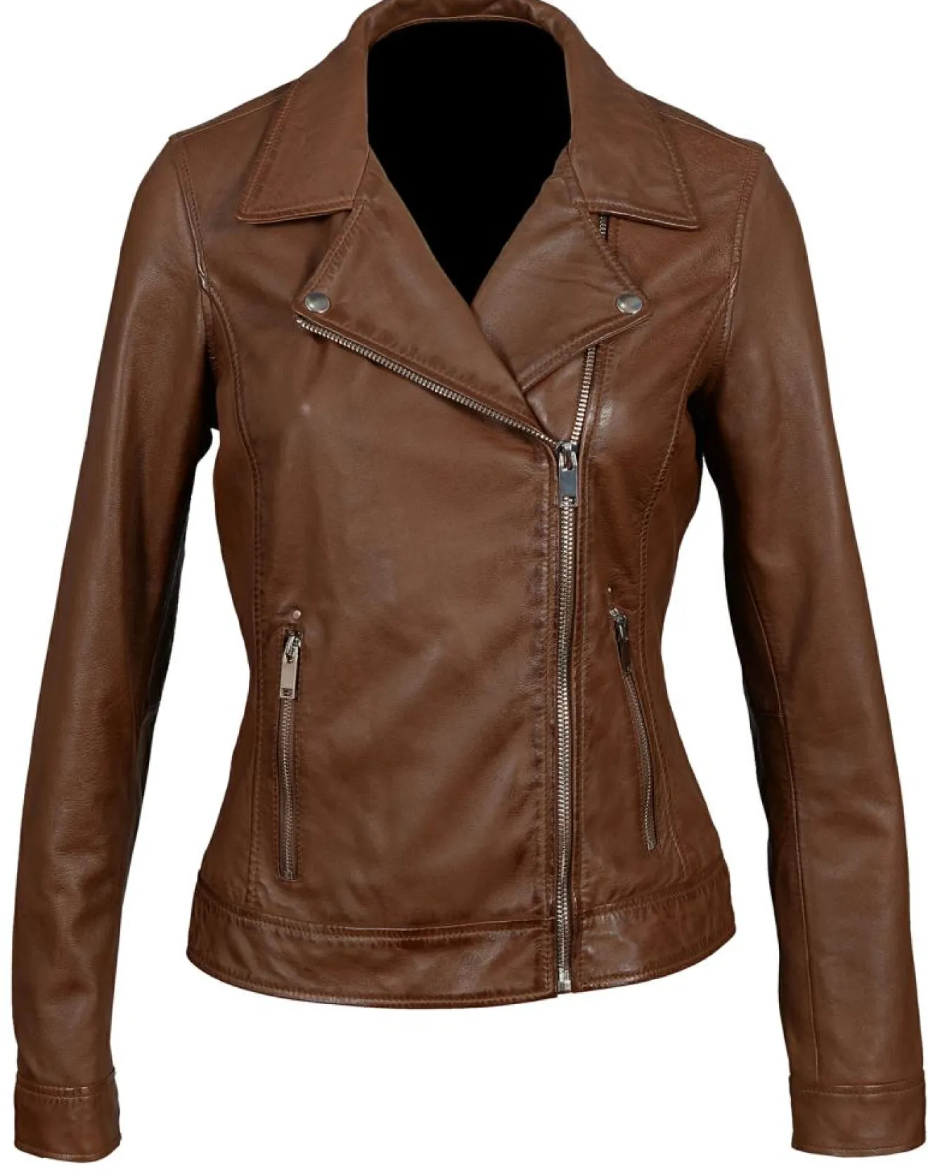 Femme Chyston Perfecto en Cuir Afida cognac