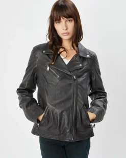 Femme Chyston Perfecto en Cuir Alexine noir