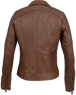 Femme Chyston Perfecto en Cuir Jessy cognac