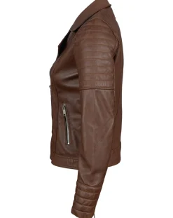 Femme Chyston Perfecto en Cuir Jessy cognac