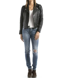 Online Blue Wellford Perfecto en Cuir Loire noir