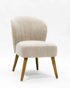 Uniqka Perla - Chaise de repas en tissu beige au design incurvé